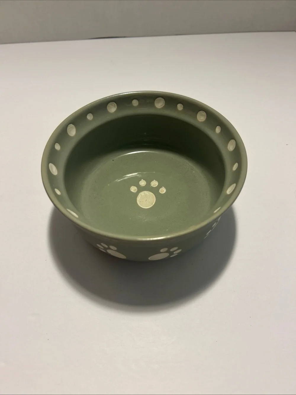 Small Ceramic Light Gray Paw Print Design Pet Bowl By Signature Housewares